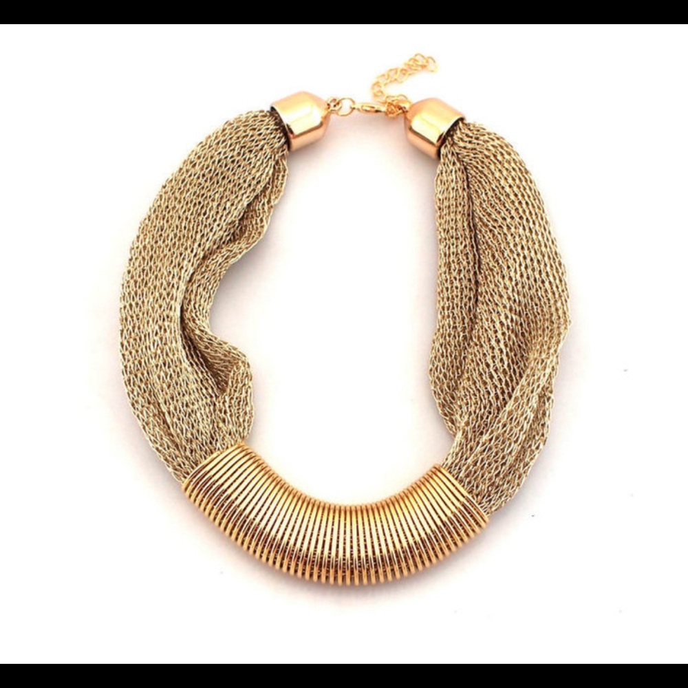 New Gold Chunky Collar Rope Chain Necklace - Picture 3 of 4